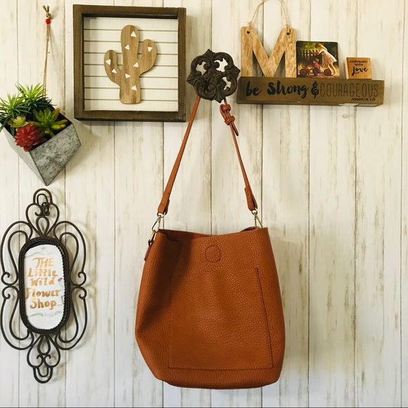 H&M Handbags - H&M Tan Faux Leather Bucket Bag